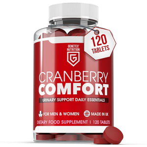 Cranberry Comfort Urinary Support Supplement – UTI & Bladder Support, Natural Urinary Tract Health Supplement for Women & Men – 120 Tablets – Made in the UK, Vegan Friendly