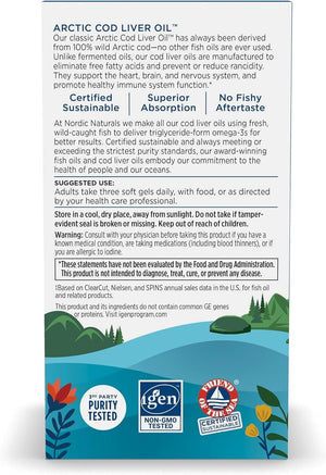 Nordic Naturals Arctic Cod Liver Oil, Lemon - 90 Soft Gels - 750 Mg Total Omega-3S with EPA & DHA - Heart & Brain Health, Healthy Immunity, Overall Wellness - Non-Gmo - 30 Servings