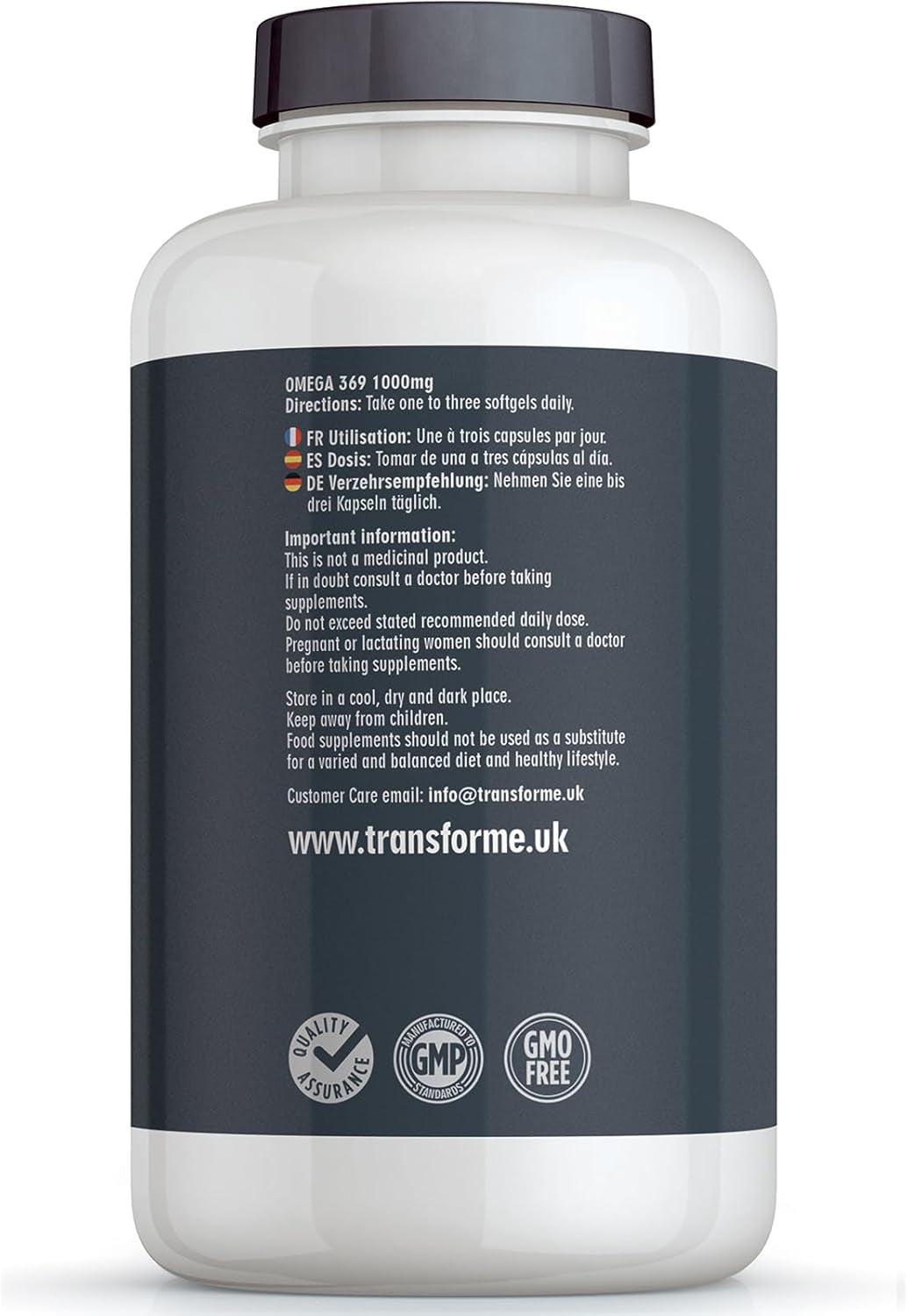 Transforme Omega 3 6 9 Fish Oil 1000Mg 365 Capsules, Fish Oil, Flaxseed Oil & Sunflower Seed Oils, EPA, DHA, ALA, LA, Oleic Acid, 3 Softgel 3000Mg Serving, Gluten Free, UK Made