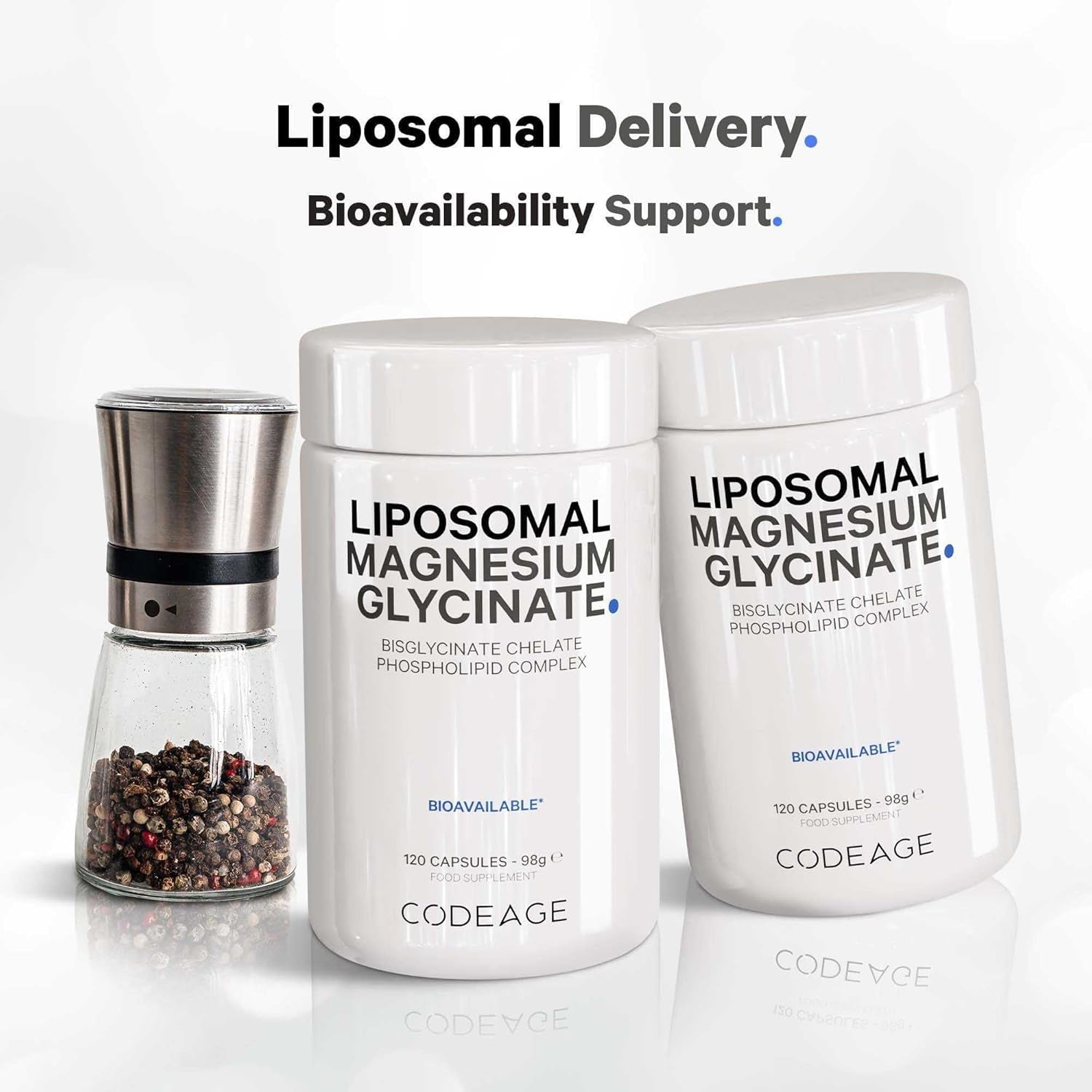 Codeage Liposomal Magnesium Glycinate Supplement, 4-Month Supply, Bisglycinate Magnesium Chelate, Chelated Magnesium Mineral Capsules, Bioavailable Non-Gmo Vegan Gluten-Free, 120 Capsules