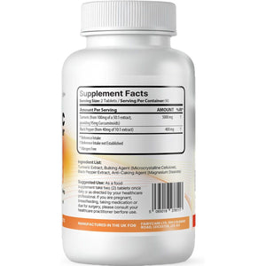 Turmeric Tablets 5000Mg with Black Pepper | 95% Curcumin Extract | 180 Easy to Swallow Tiny Turmeric and Black Pepper Tablets | Vegan & Cruelty-Free | Supplements for Men and Women by Nutrivino