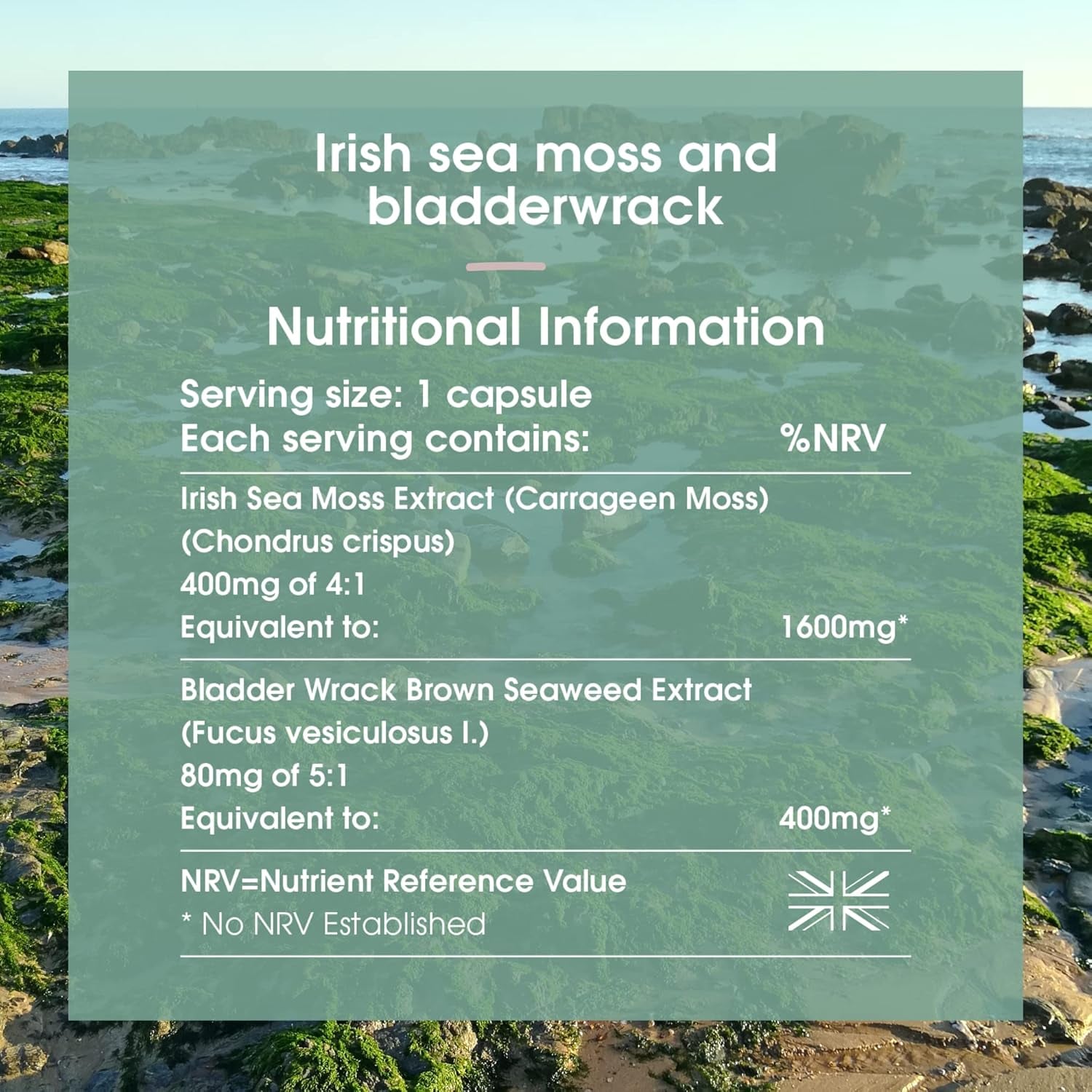 INNOPURE Irish Sea Moss & Bladderwrack Capsules - Natural Iodine Supplement, Ethically Sourced Seamoss - Non GMO, 60 Vegan Capsules, UK Made