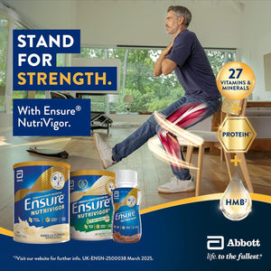 Ensure Nutrivigor Nutritional Shake – Vanilla Flavour – 850G – Food Supplement with Protein, HMB & 27 Vitamins & Minerals – Supports Strength, Energy & Immunity – with Vitamin D, C & B