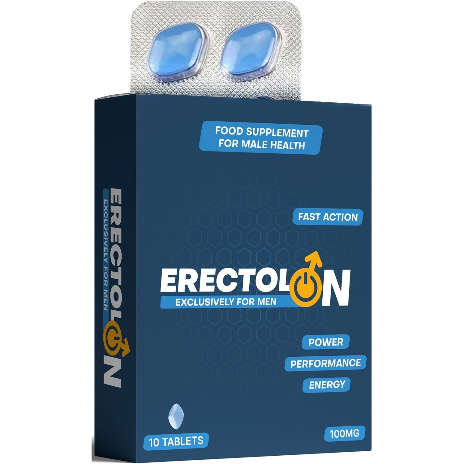 ERECTOLON | Pills for Men UK | Blue 10 Stamina & Energy Tablets | Fast-Acting Tribulus Terrestris Herbal Supplements for Enhanced Performance & Stamina | Korean Ginseng | Supplement for Men