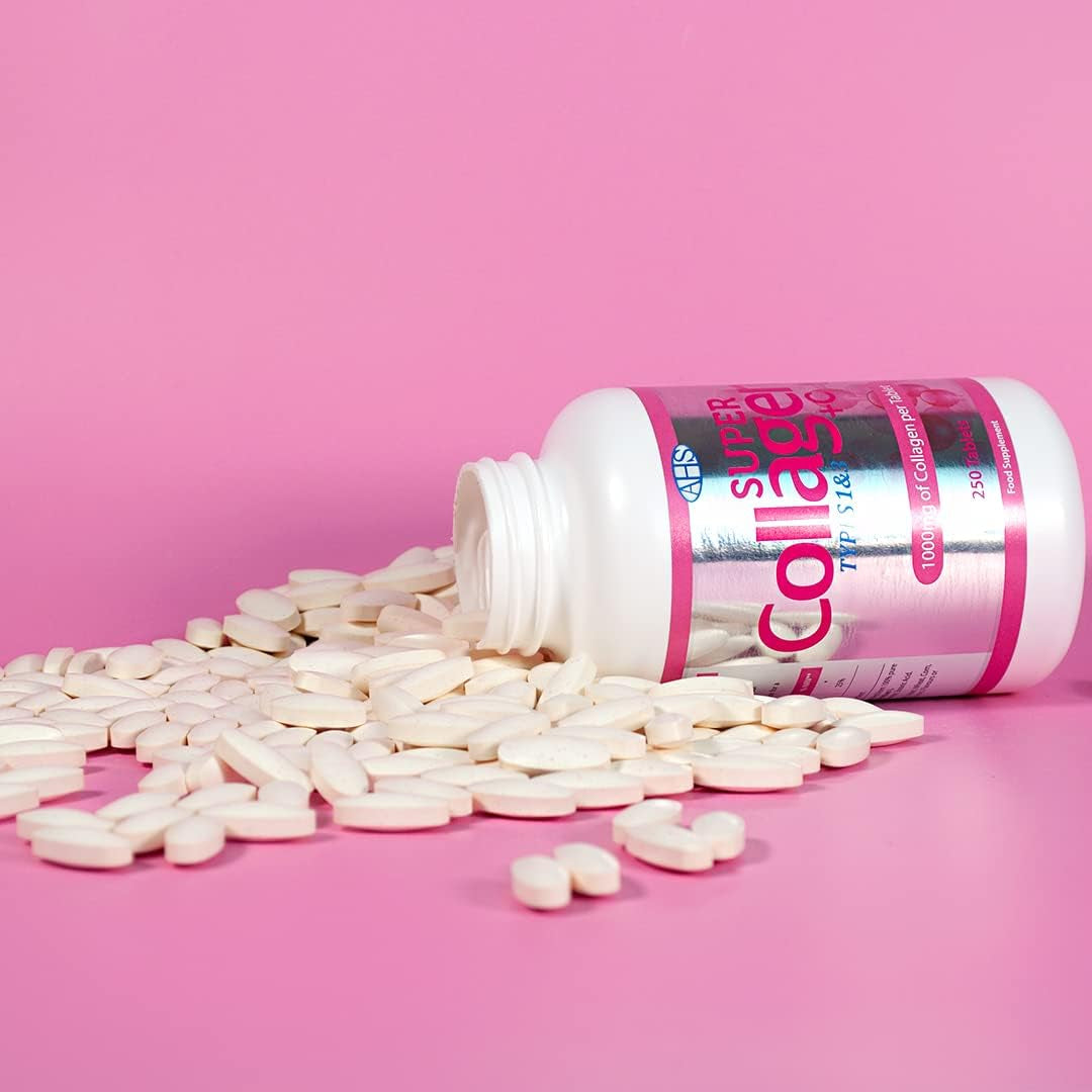 AHS Super Collagen plus C Tablets - Pack of 250 Tablets (Also 120 + 90 Counts) 3 Sizes! 6000MG per Serving with Added Vitamin C - Healthy Skin, Nails & Hair