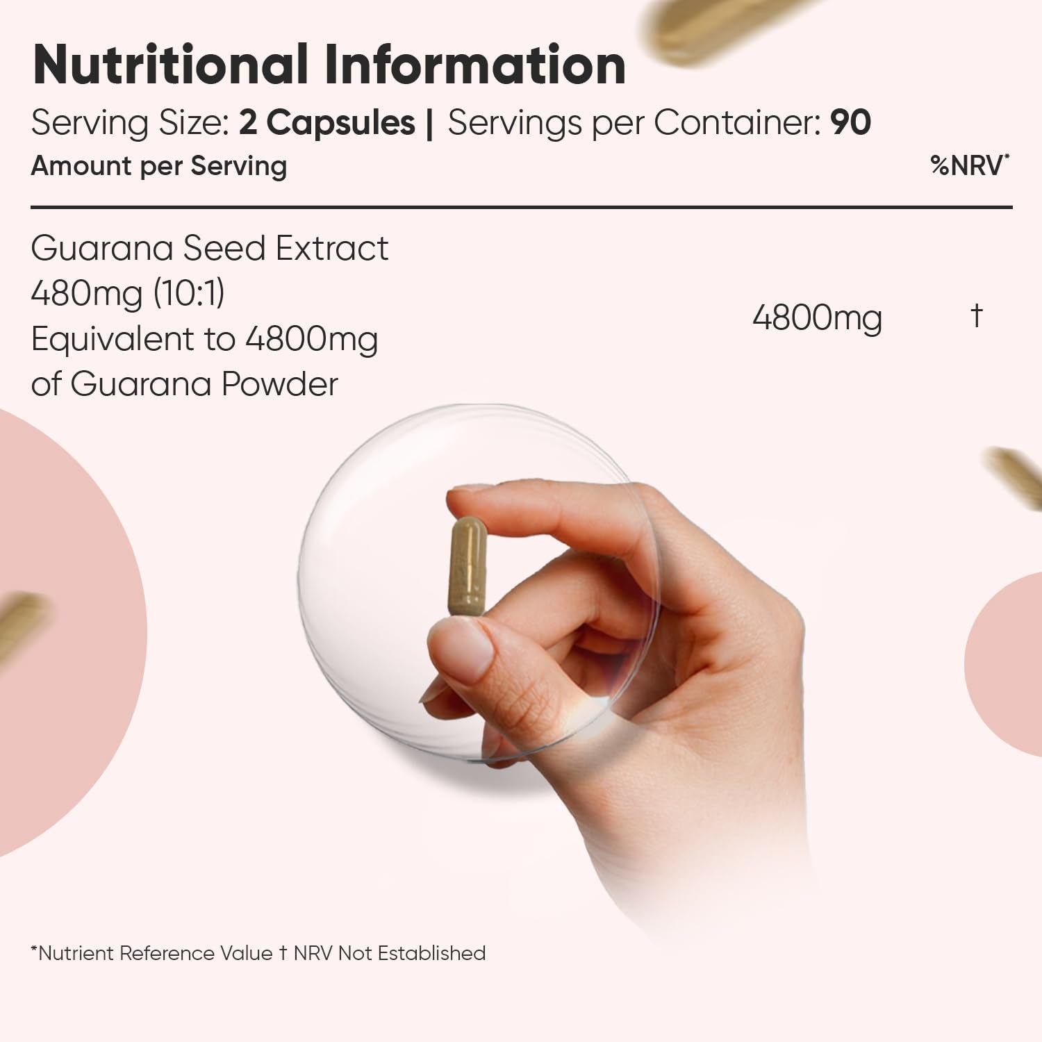 Guarana Capsules 4800Mg - Caffeine Pills - 180 Capsules (3 Months Supply) - Rich in Bioactive Compounds - Travel-Friendly, Gmp-Approved & Vegan-Friendly Caffeine Supplements - Made in the UK