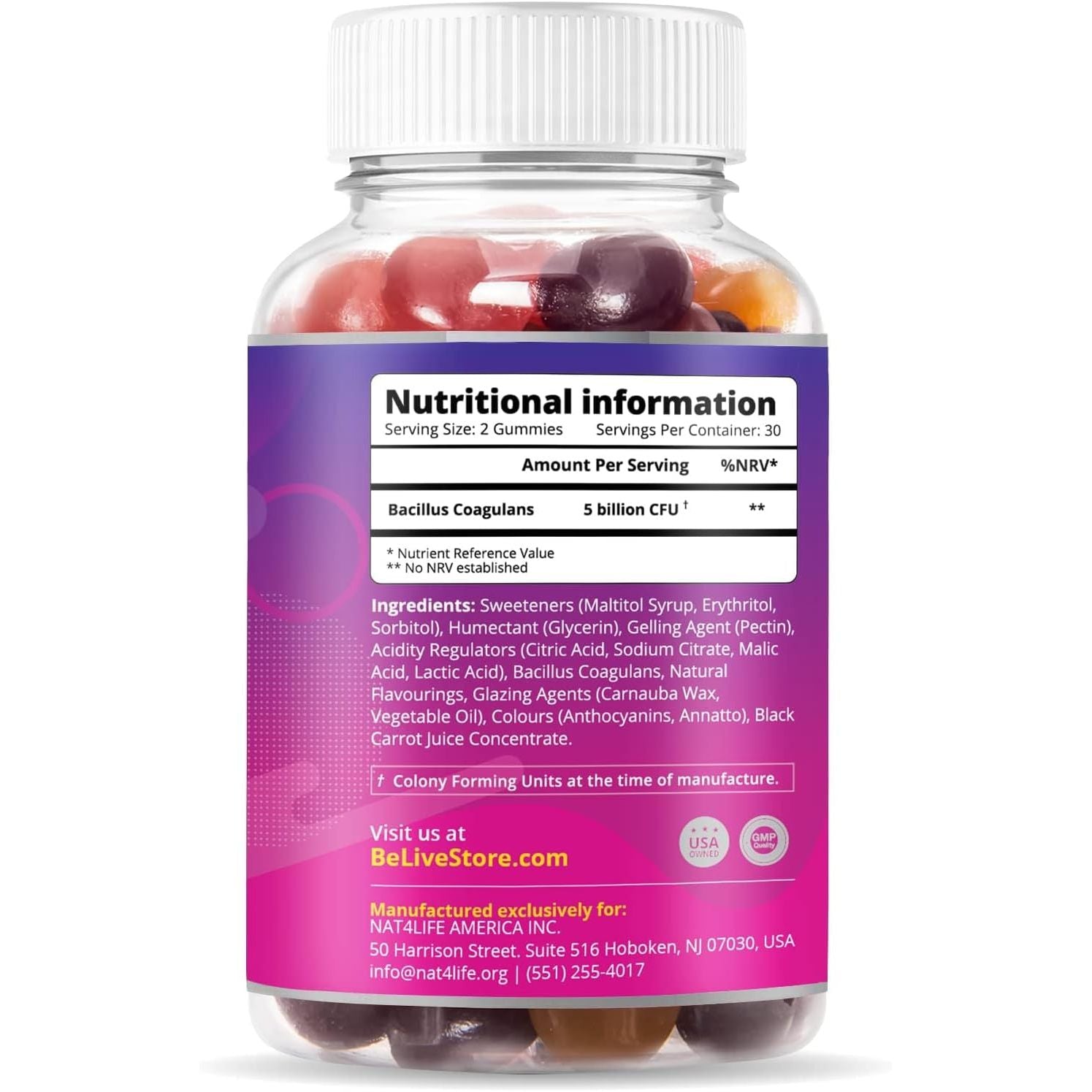 Belive Probiotic Gummies - Probiotics with 5 Billion Cfus for Digestive Health, Men, Women & Kids - for Immune Support, Sugar Free & Vegan | 60 Ct – Blueberry, Strawberry & Orange (60 Count)