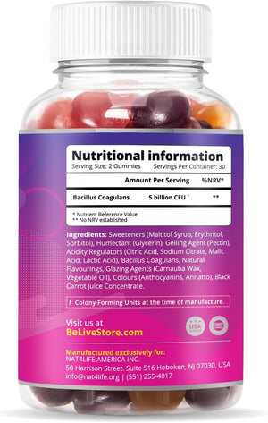 Belive Probiotic Gummies - Probiotics with 5 Billion Cfus for Digestive Health, Men, Women & Kids - for Immune Support, Sugar Free & Vegan | 60 Ct – Blueberry, Strawberry & Orange (60 Count)