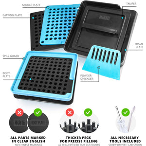 ALL-IN Capsule Filling Machine for Size 00 - Make Your Own Capsules Now Easier and Faster - Use with Empty Gelatin or Vegetarian Caps - Clear Illustrated Instructions with Video