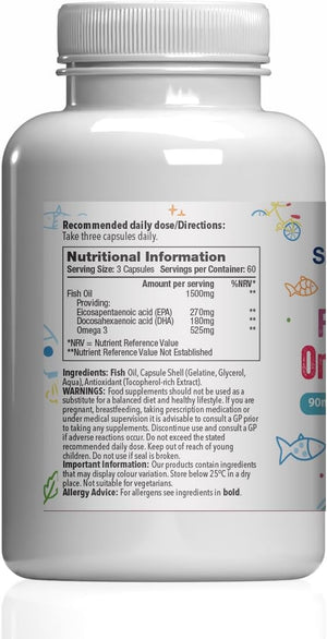 High Strength & Pure Omega 3 500Mg for Kids | for Ages 5-14 Years | 360 Capsules in Total | Manufactured in the UK