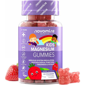 Kids Magnesium Gummies – 1 Month Supply – 546 Mg Magnesium Citrate Providing 60 Mg Elemental - Easy to Chew & Tastes Great - Alternative to Magnesium Glycinate – 30 Gummies - Novomins