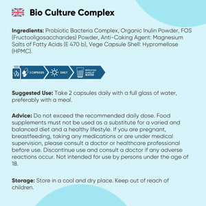 Bio Cultures Complex Probiotics and Prebiotics - 77 Billion CFU - 20 Live Cultures - 60 Capsules - Strains like Lactobacillus Acidophilus & Casei - Prebiotic and Probiotic Supplements for Women & Men