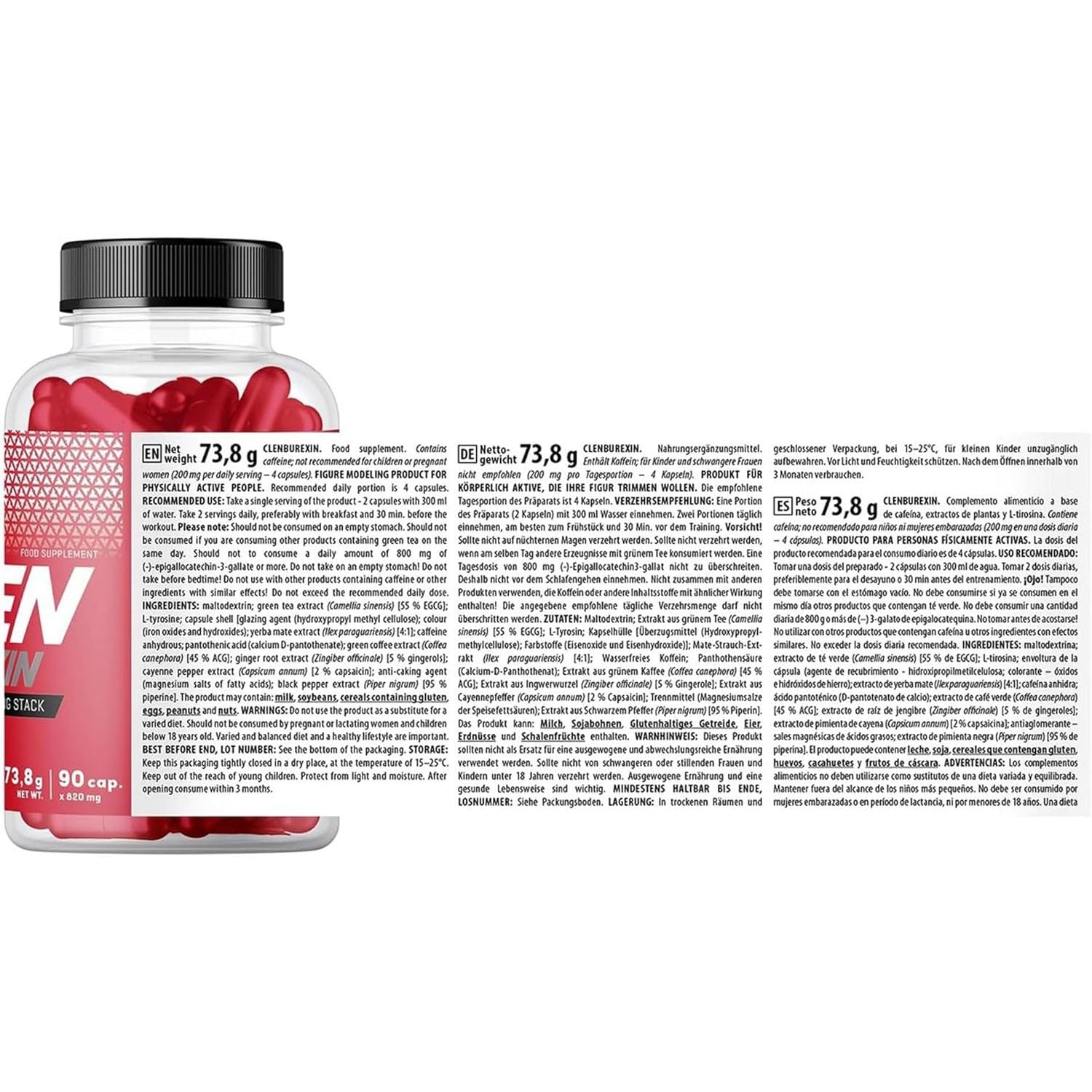 TREC Nutrition CLENBUREXIN - 90 Cap | Most Effective Thermogenic Fat Burner for Rapid Weight Loss, Appetite Suppression, and Energizing Boost | Powerful Formula for Body Definition