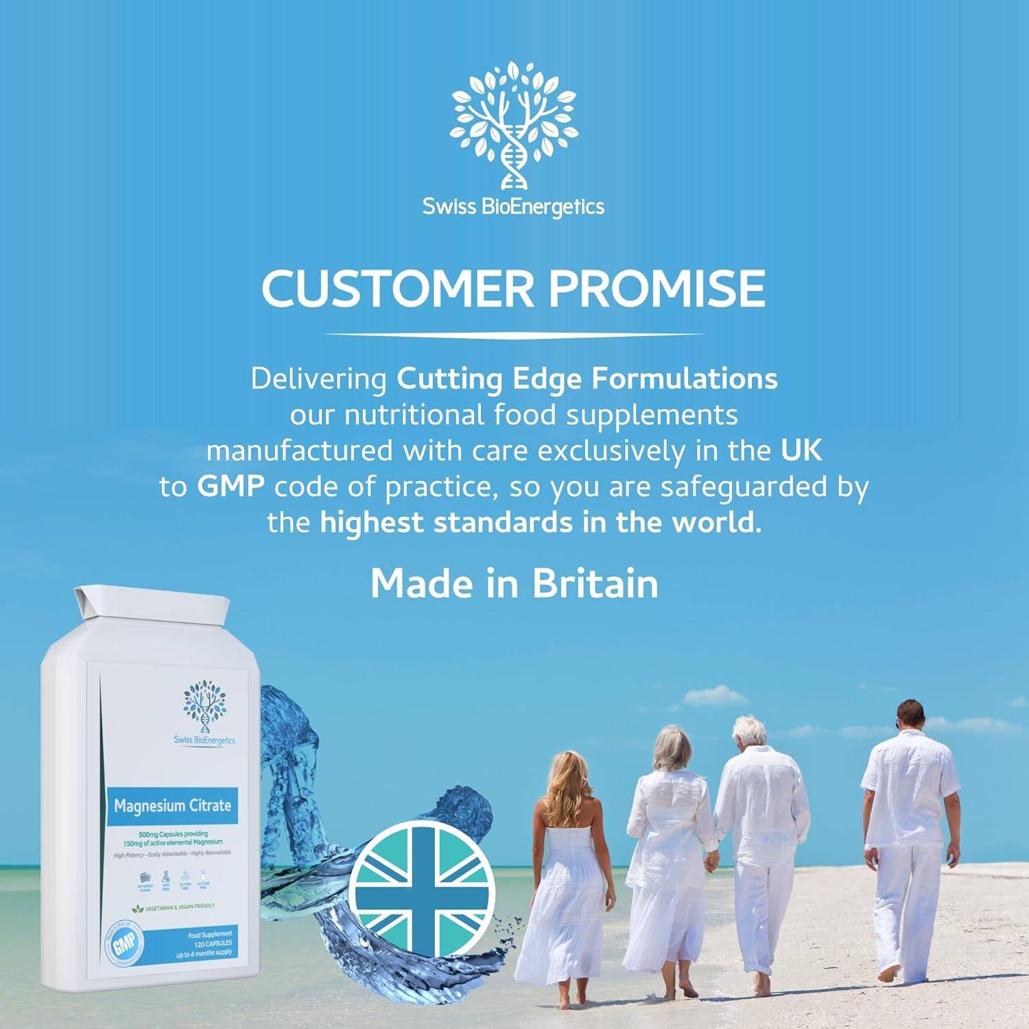 Magnesium Citrate 500Mg 120 Capsules - Providing 150Mg of Active Elemental Magnesium - High Potency - Easily Absorbable - Highly Bioavailable - UK Manufactured