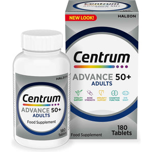 Centrum Advance 50+ Tablets Multivitamin & Mineral Supplements, with 24 Essential Nutrients, Including Vitamin D, C, Zinc, 180 Ct