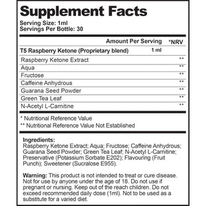 T5 Raspberry Ketone Serum: Powerful Fat Burners & Raspberry Ketones Blend. Fast Acting Weight Loss & Detox Drops (1 Month Supply | Suitable for Vegetarians | UK Manufactured)