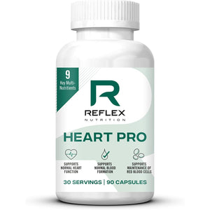 Reflex Nutrition Heart Pro for Blood Pressure and Healthy Cholesterol - Comprehensive Cardio Support with Garlic, Vitamin B12, Potassium, Cocoa, Ginger -Boost Heart Health & Circulation (90 Capsules)