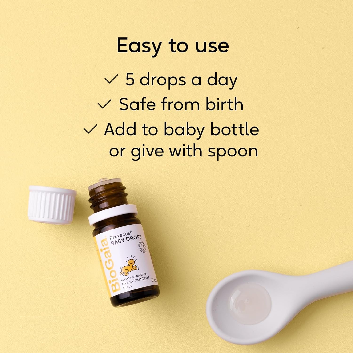 Biogaia Protectis Baby Drops | Probiotic Supplement for Newborns, Babies & Infants | with ﻿Lactobacillus Reuteri/L. Reuteri Probiotics | Features Longevityguard | 5 Ml