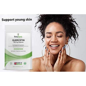 Bodygenix Quercetin 750Mg Capsules - Immune System Brain Cardiovascular Health Joints Support Energy Boost Natural Vegan Supplement - 30 Capsules 1 Month Supply