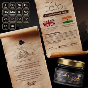 Naturanova Pure Himalayan Shilajit Resin - 100% Natural | 70 Servings for Energy Boost, Immune Support, 75%+ Fulvic Acid | Ayurvedic Supplement with 80+ Trace Minerals Complex