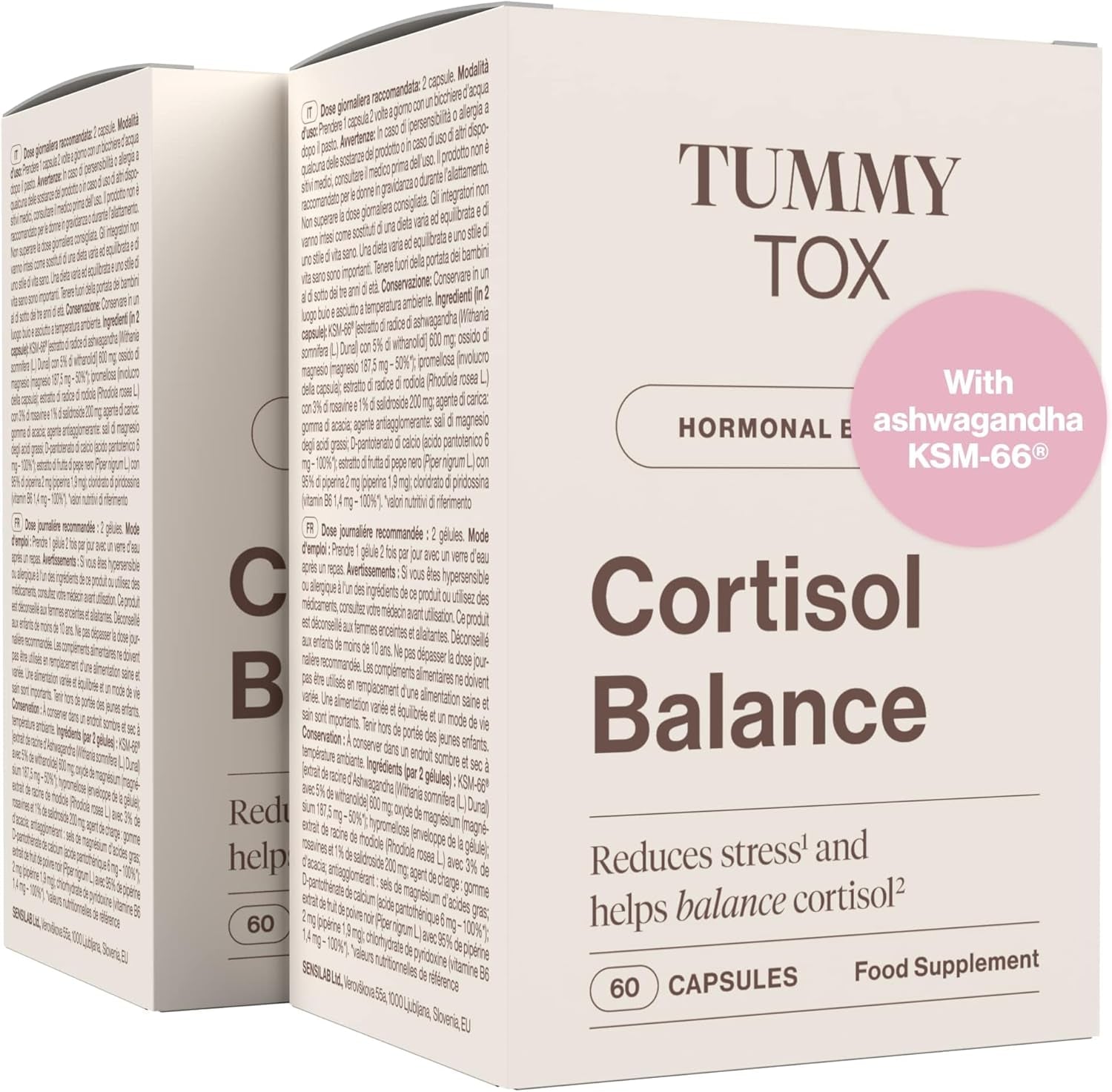 Cortisol Reducing Supplement with Ashwagandha KSM 66, Rhodiola Rosea with Magnesium, Vitamin B6, and Vitamin B5-120 Capsules by Tummy Tox Cortisol Balance