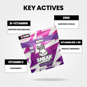 SNEAK Energy Gummies - Berry Flavour | 60 Pack | Sugar Free, with 100Mg Natural Caffeine per Serving | Boost Focus, Energy & Mental Clarity | 9 Vitamins & Minerals