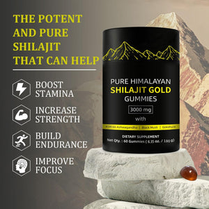 Shilajit Gold Gummies for Man, Gold Seal Pure Himalayan Shilajit Enriched with Acid Fulvic, Essential Minerals, 85+ Trace Elements to Boost Energy and Immunity, 60 Capsules.