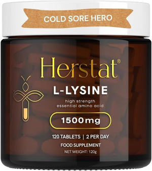 Herstat L-Lysine 1500Mg | High Potency Essential Amino Acid, Vegetable Tablets, 120Ct