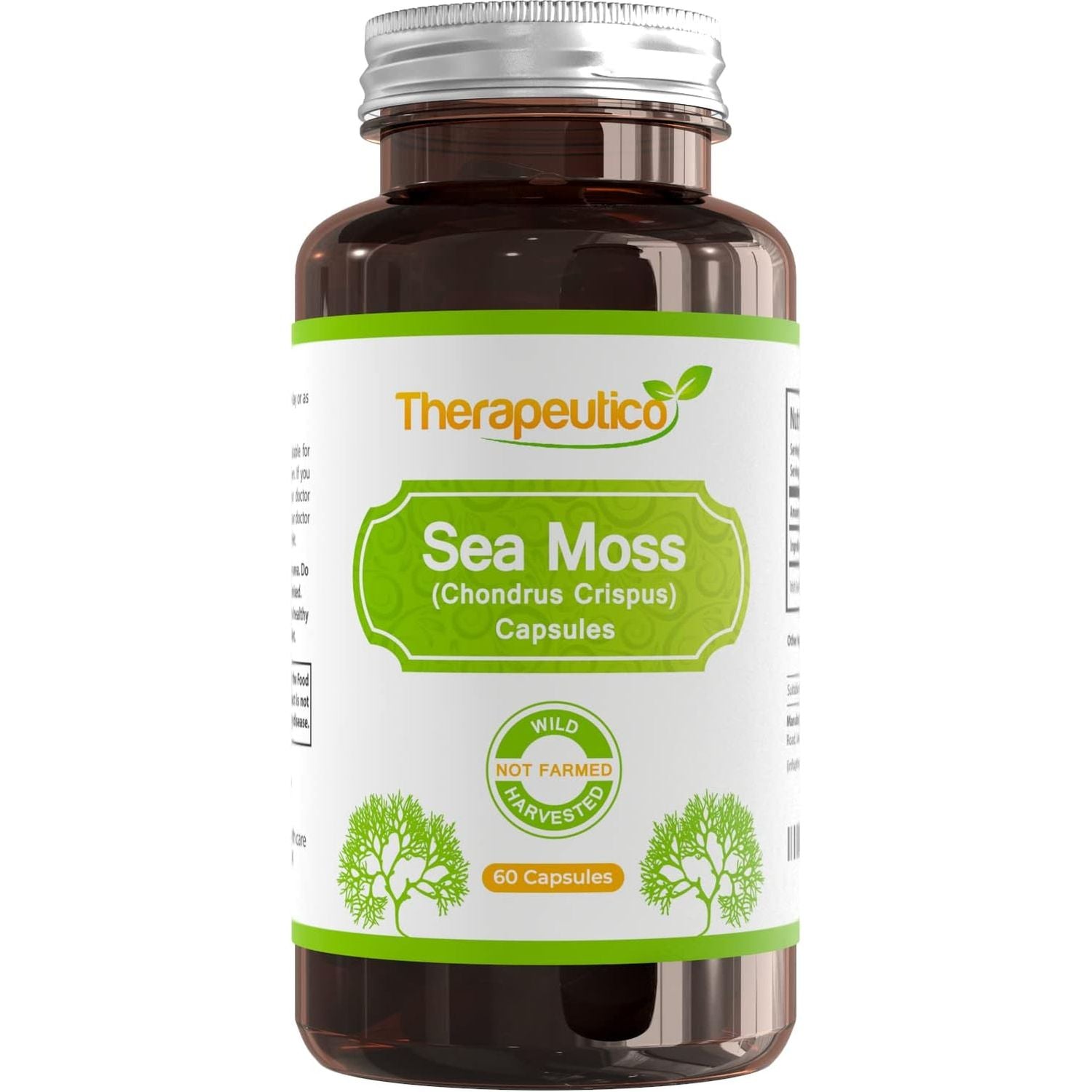 Sea Moss Capsules | Wild Harvested | 60 Veg Capsules | Full Spectrum | Chondrus Crispus | Premium Supplement | Vegan | No Binders, Fillers, Additives | UK Made