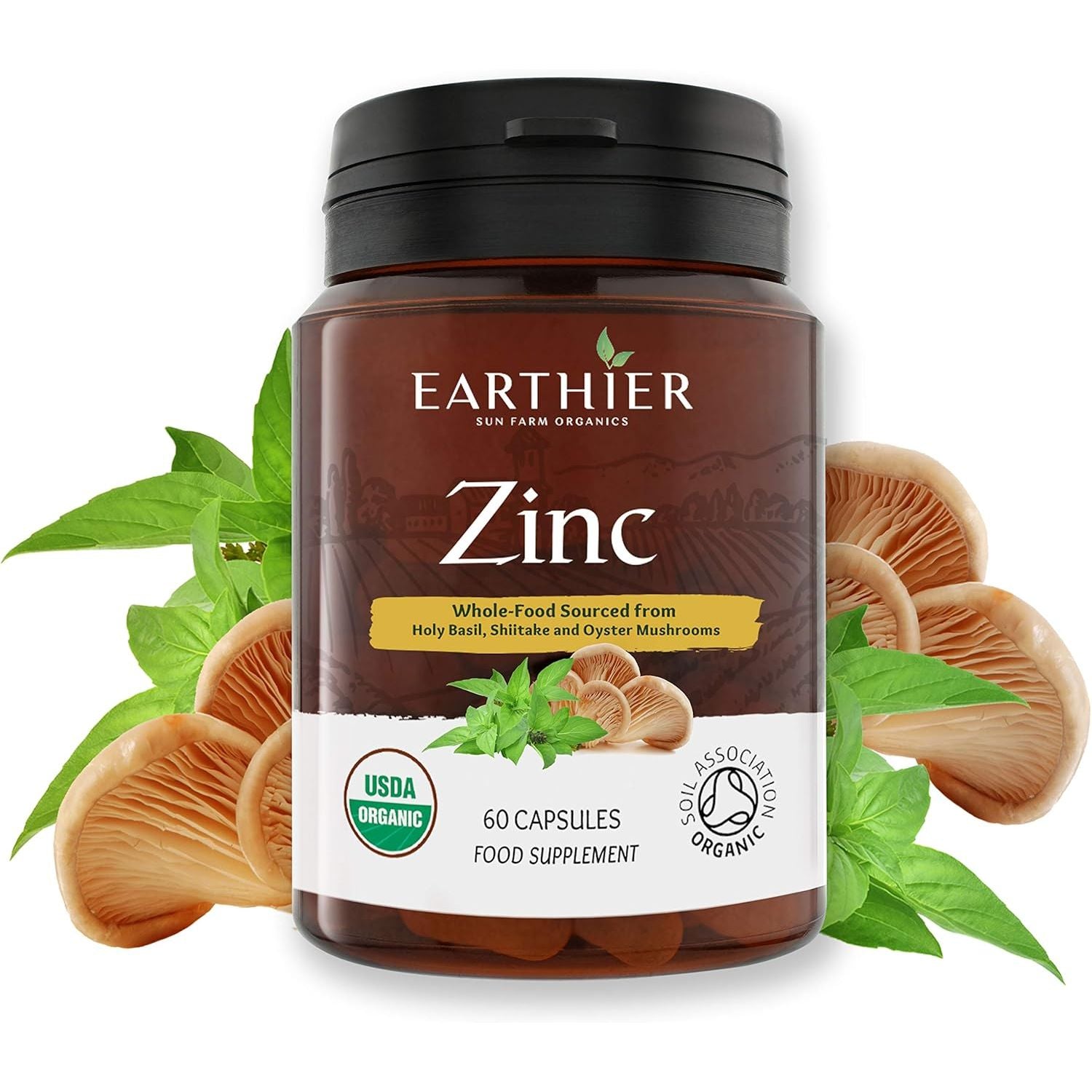 Organic Zinc Whole Food Supplement Certified by Soil Association - 1 Month Supply - Vegan