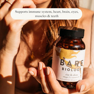 Bare Biology Omega 3 + Vitamin D3 - Rise & Shine Capsules (30 Servings) Pure Fish Oil EPA 755Mg DHA 377Mg plus High Strength D3 Vitamin 1000IU, Immune System Booster