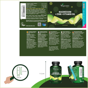 Vegavero ZM+ Supplements | Zinc + Magnesium + Vitamin B6 | Improved Absorption of Zn Aspartate + Citrate | Muscle Growth | for Men and Women | Vegan