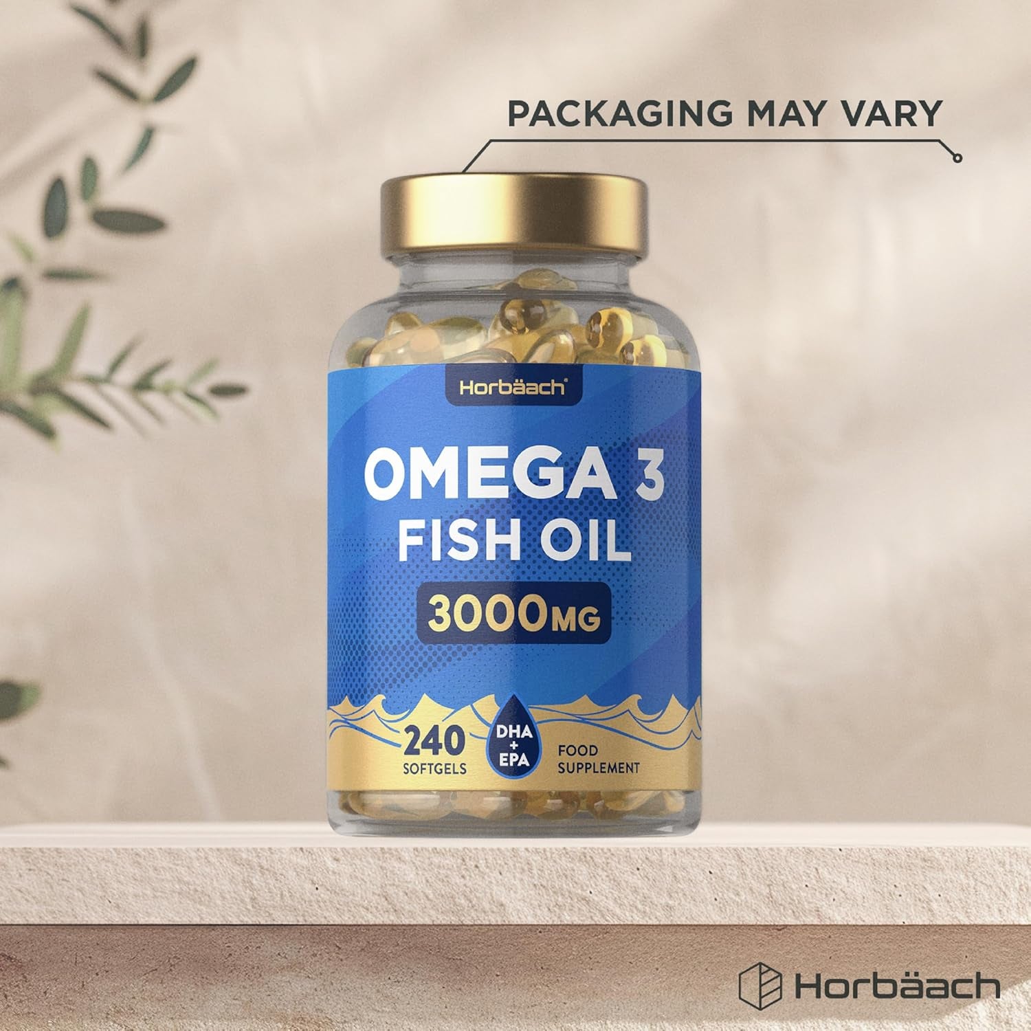 Omega 3 Capsules High Strength Fish Oil | 3000Mg | 240 Count | Wild-Caught Fatty Acid Supplement Providing 432Mg of EPA and 288Mg of DHA | by Horbaach