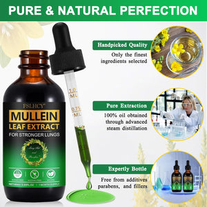 Mullein Drops for Lungs 60ML Mullein Leaf Extract & Chlorophyll Drops for Lung Cleanse Vegan & Health Supplements Fast Absorption