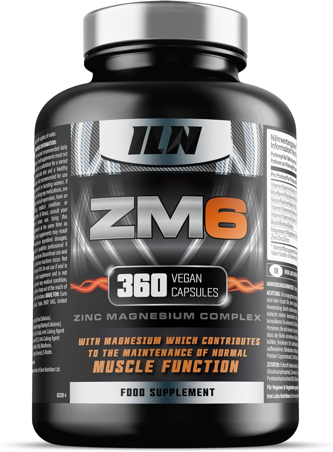 ZM6 - High Strength Zinc Magnesium Supplement - Zinc & Magnesium for Muscle Function - Zinc Magnesium Booster - 360 Vegetarian