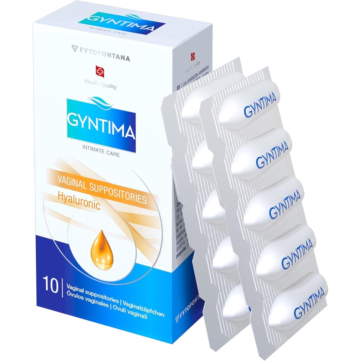 Gyntima Hyaluronic Vaginal Suppositories (10 Suppositories, Pack of 1) – Hormone-Free Relief for Vaginal Dryness, Atrophy, and Intimate Discomfort