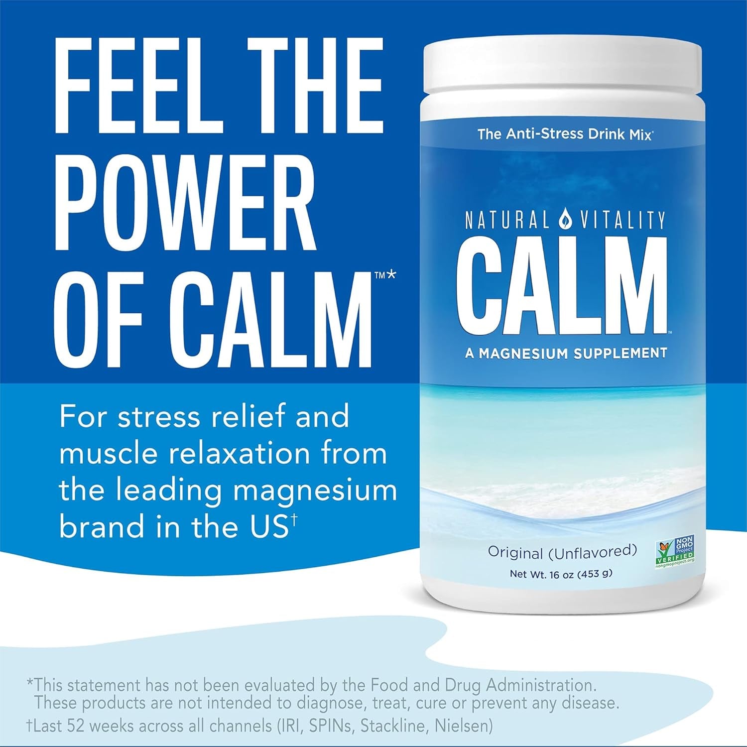 Natural Vitality Natural Calm - RLS - Restless Legs - Relaxation - Stress - Muscle Cramps - Tension - Unwind - Amazing Taste - Unflavored - 453 Grams