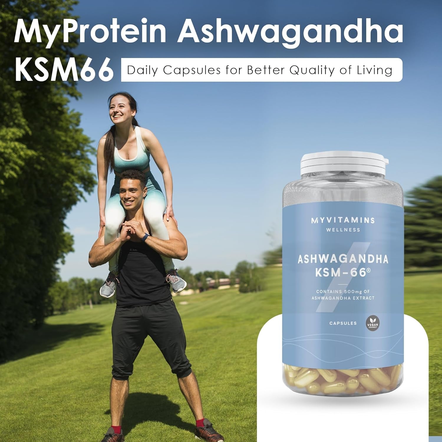 Myprotein Ashwagandha KSM66 Capsules, Full-Spectrum Root Extract, High Potency, Natural Stress Relief, Enhanced Mood, Immune Support, Non-Gmo, Vegan - 90 Capsules