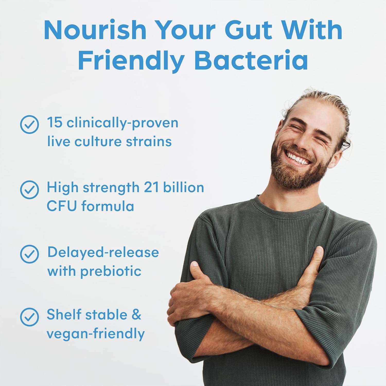 Purolabs Probiotic Complex for Gut Health | High Strength Probiotic for Men and Women | 21 Billion CFU with Prebiotic | 30 Vegan Capsules | Made in the UK