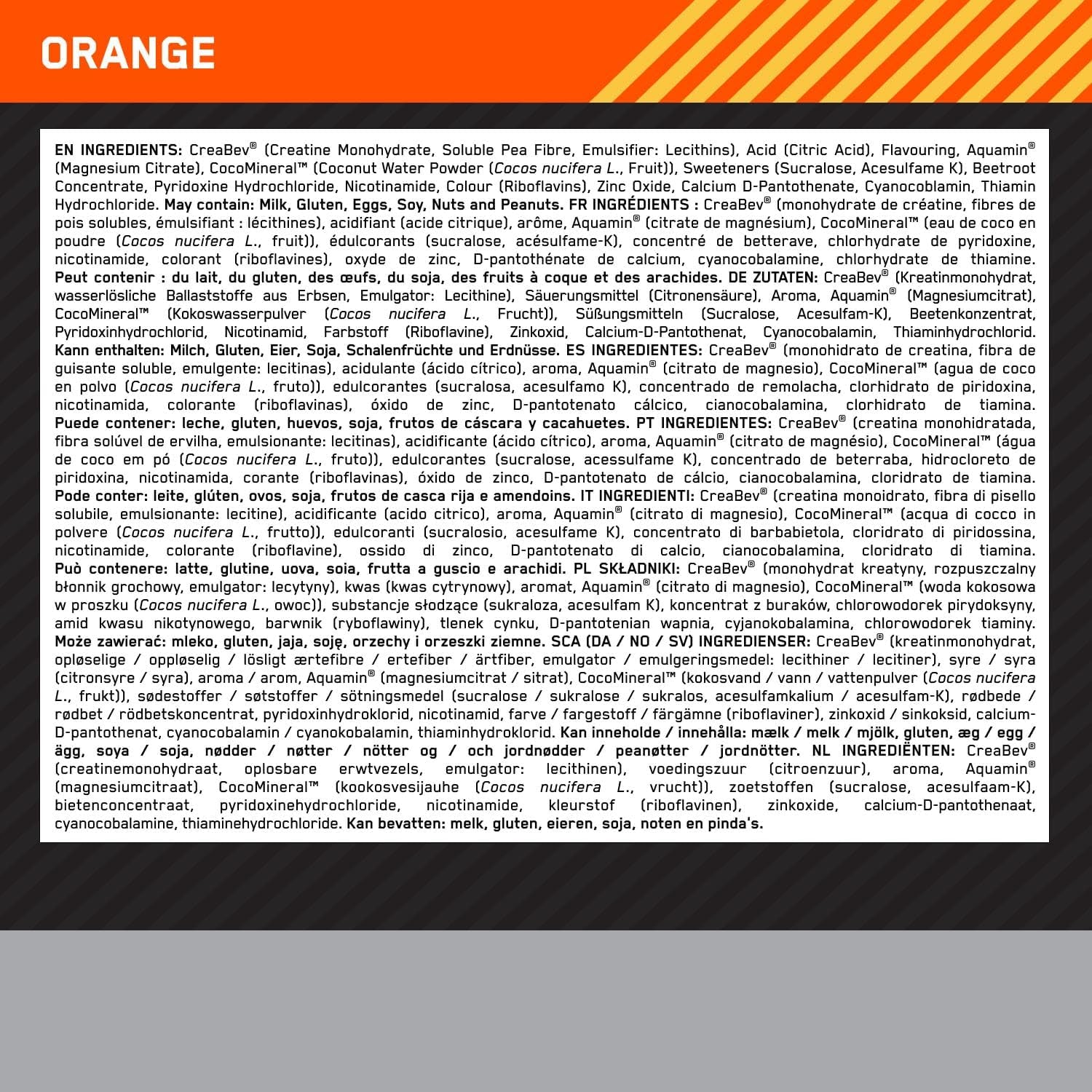 Optimum Nutrition Platinum Creatine Plus, Advanced Food Supplement to Increase Power and Performance, with Aquamin Magnesium for Electrolyte Balance, Orange Flavour, 50 Servings, 350 G