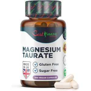Best Immune, Magnesium Taurate 500Mg Supplement - Strength Balanced Formula for Absorption, Bioavailability, Support Energy & Muscle Function, for Men Women, 500 Mg 100 Capsules, 100 Days Supply