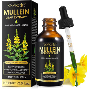 Mullein Leaf Extract for Lungs, Natural Mullein Drops for Lung Cleanse and Healthy Breathing, 1 Month Supply 60ML, Vegetarian, High Fast Absorption, Health Supplements, Cleanse and Respiratory Support