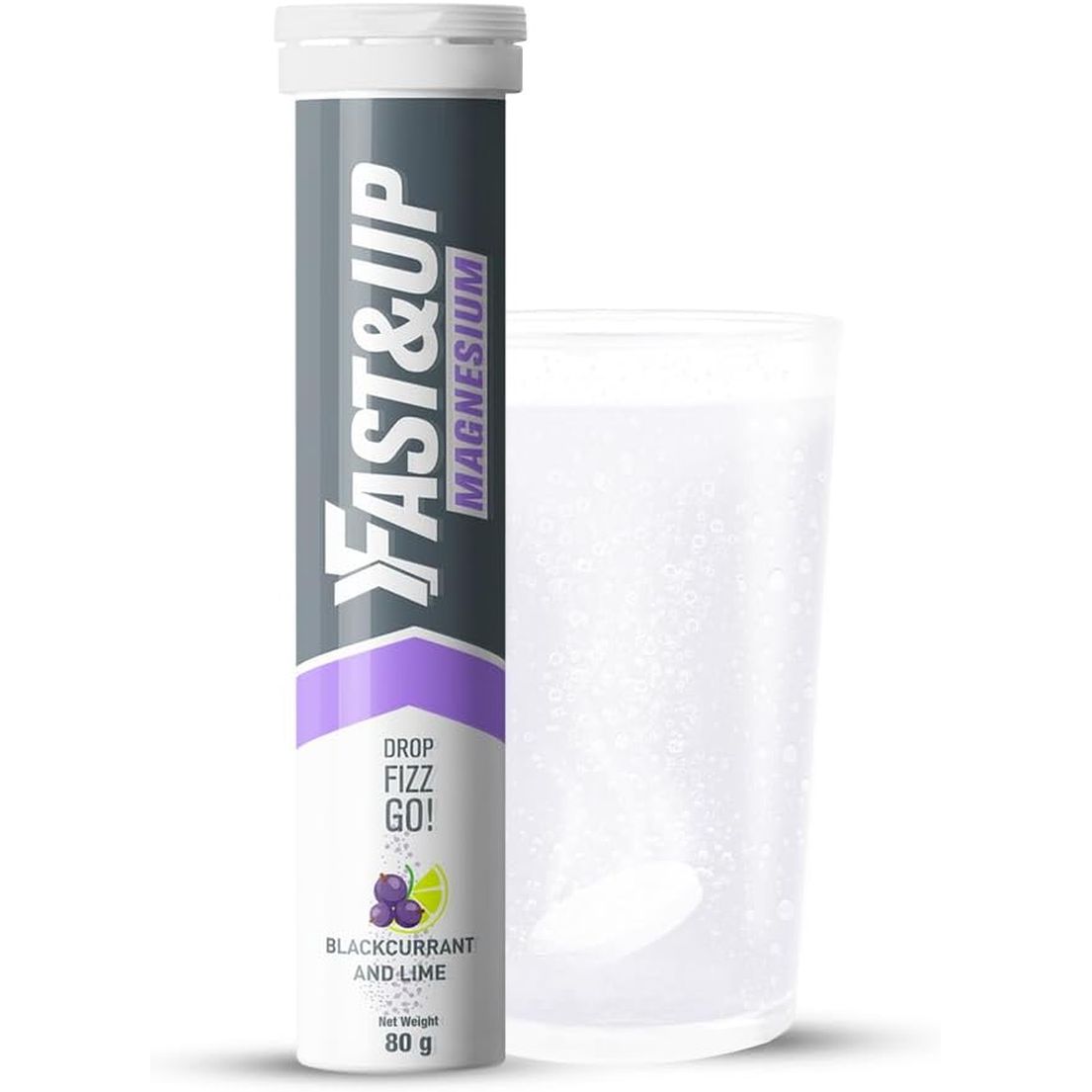 Fast&Up Magnesium - 300Mg Magnesium & 10Mg Zinc - 20 Tablets - Refreshing Blackcurrant & Lime Flavour
