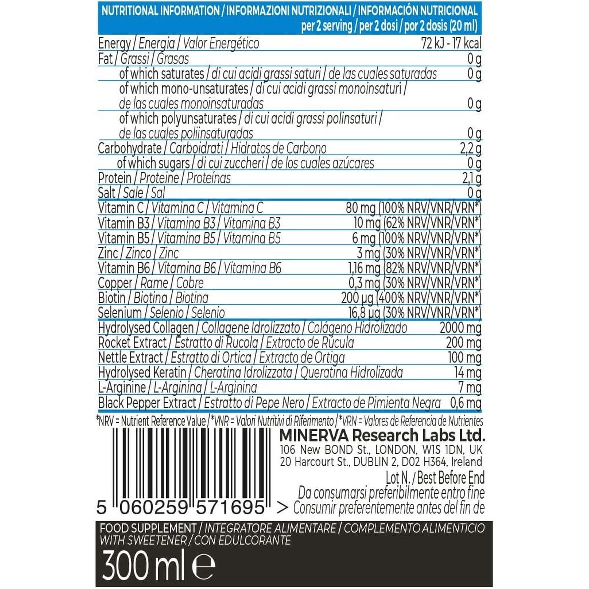 COLLAGEN SUPERDOSE by GOLD COLLAGEN Hair Growth - Biotin Hair Growth Marine Collagen Supplements for Women & Men with Vitamin C, Hyaluronic Acid and Natural Keratin Hair Treatment, Skin, Nails, 300 Ml