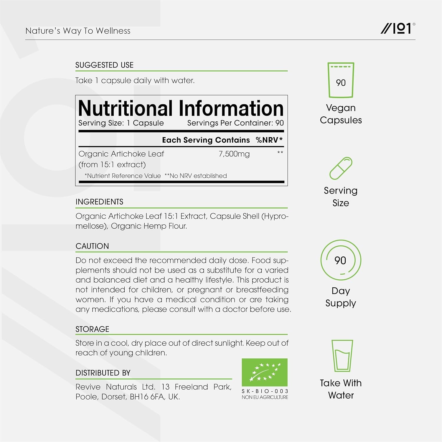 Organic Artichoke Extract 7500Mg - High Strength Cynara Scolymus Supplement - 90 Vegan Capsules (3 Months Supply) - Resealable and Recyclable Pouch - by Alpha01