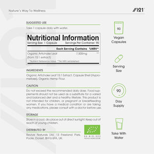 Organic Artichoke Extract 7500Mg - High Strength Cynara Scolymus Supplement - 90 Vegan Capsules (3 Months Supply) - Resealable and Recyclable Pouch - by Alpha01