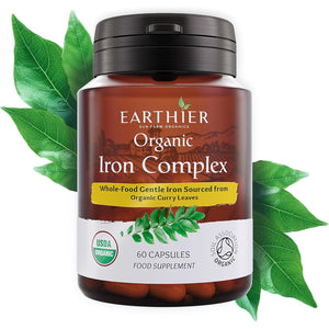 Earthier Organic Iron Whole Food Sourced & Certified by Soil Association 60 Capsules Vegan