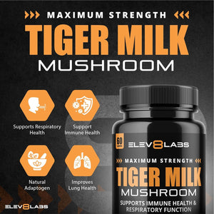 Tiger Milk Mushroom Capsules 1000Mg - High Strength | 60 Capsules | Natural Adaptogen for Immunity & Respiratory Health | Supports Daily Wellness & Vitality | 1 Month Supply, 2 a Day