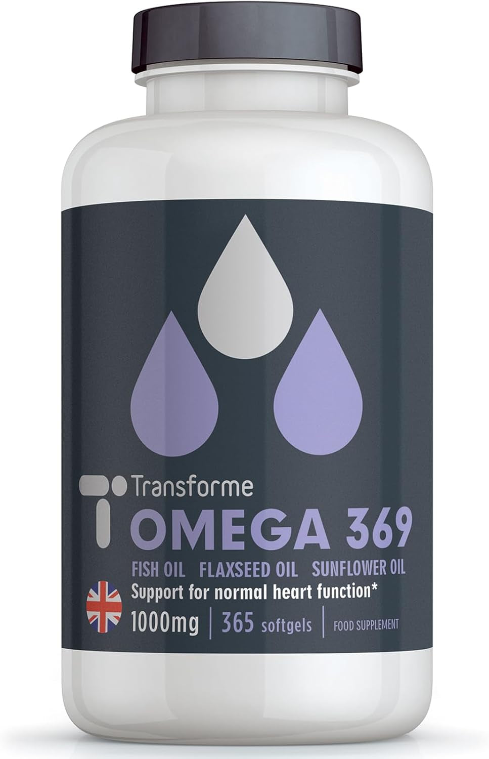 Transforme Omega 3 6 9 Fish Oil 1000Mg 365 Capsules, Fish Oil, Flaxseed Oil & Sunflower Seed Oils, EPA, DHA, ALA, LA, Oleic Acid, 3 Softgel 3000Mg Serving, Gluten Free, UK Made