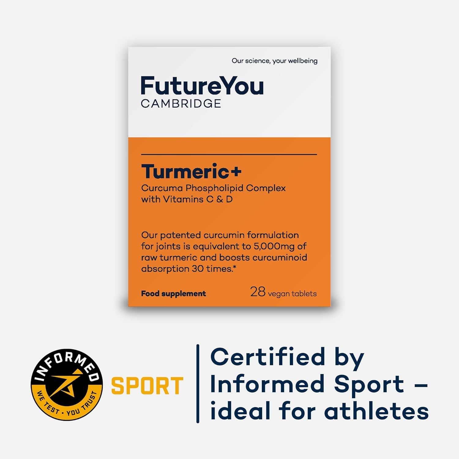 Turmeric+ Supplement – 28 Turmeric Tablets 30X More Absorbable – Curcumin Tablet Patented Meriva Formulation with Vitamins C – Turmeric Tablets for Bones, Joints & Muscles by Futureyou Cambridge